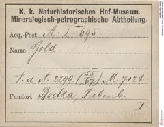 Etiketten zu Gold (NHMW-MIN-Ai695)